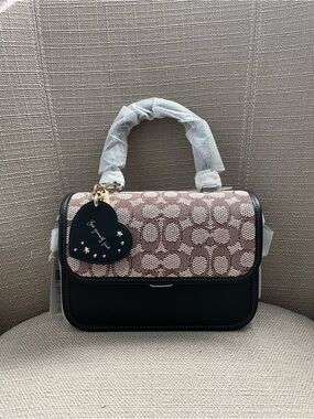 Coach Rogue Top Handle Bag In Signature Jacquard Cocoa Black NWT
